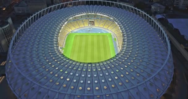 Aerial Night View Olimpiyskiy National Sports Complex Kyiv Ukraine — Stock Video