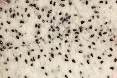 Egzotik dragonfruit yarısı ile tohum makro fotoğraf, pitahaya doku fotoğraf