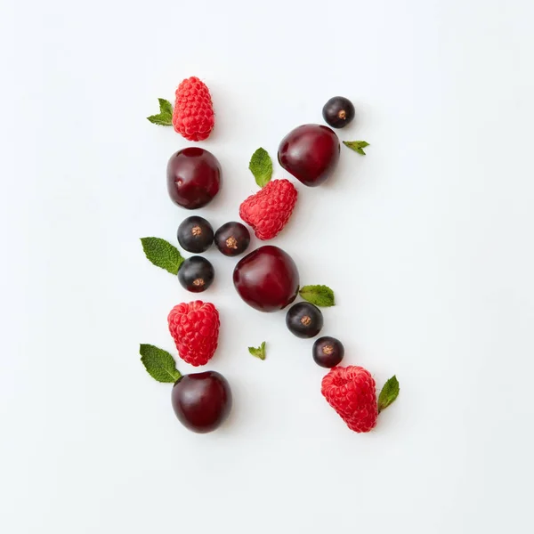 Letter English Alphabet Made Natural Organic Berries Ripe Fresh Raspberries — Stock Photo, Image