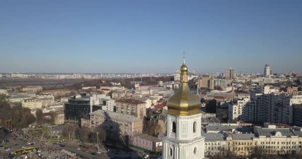 Flygfoto Över Katedralen Sophia Världsarv Kiev City Ukraina — Stockvideo