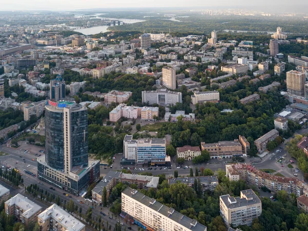 Aerial Fågelperspektiv Skytte Från Drone Centrala Stadsdelen Kiev Ukraina Sommar — Stockfoto