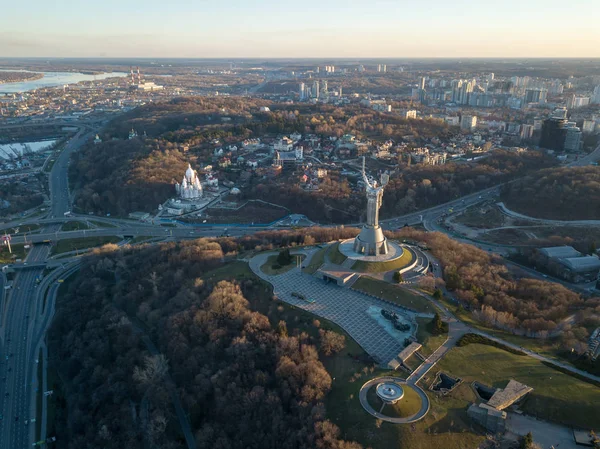 Fotografía Panorámica Desde Dron Vista Pájaro Lugares Históricos Famosos Kiev —  Fotos de Stock