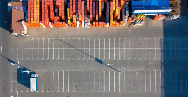 Ucrânia Kiev Abril 2018 Vista Aérea Estacionamento Drone Com Caminhão — Fotografia de Stock