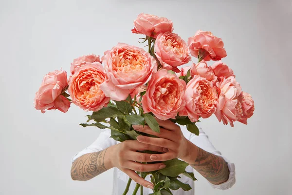 Buquê Incrível Rosas Recém Colhidas Uma Cor Ano 2019 Living — Fotografia de Stock