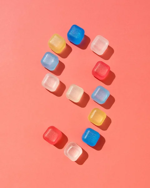 Numéro Neuf Cubes Glace Plastique Coloré Avec Des Ombres Sur — Photo