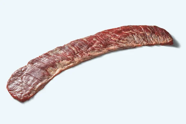 Bavette Steak Oder Flank Steak Auf Weißem Hintergrund Frisches Rohes — Stockfoto