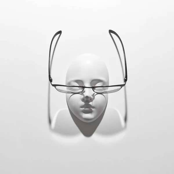Okulary Gipsu Maska Twarzy Dla Osoby Zaburzeniami Widzenia Długie Cienie — Zdjęcie stockowe