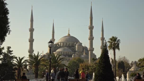 Persone Parco Vicino Alla Moschea Blu Istanbul Turchia — Video Stock