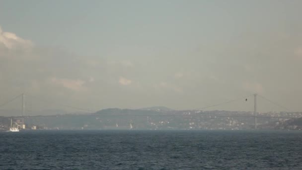 View City Istanbul Beautiful Blue Sky Ships Floating Bosphorus Turkey — Stock Video