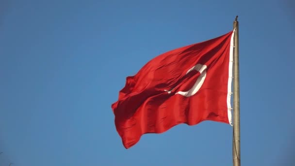 Viftande Flagga Turkiet Mot Blå Himmel Video — Stockvideo