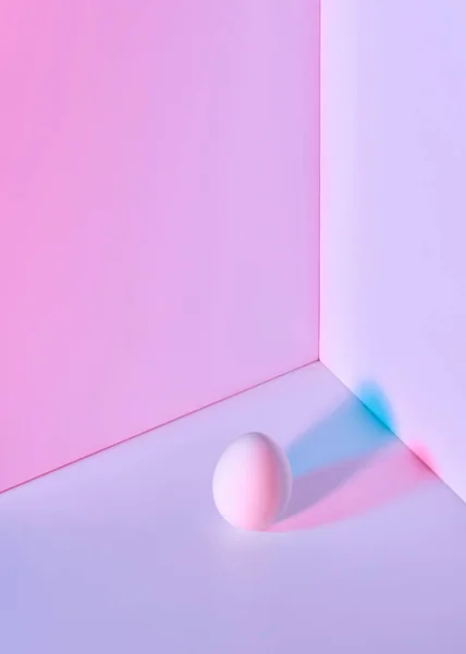 Μωβ Ροζ Αυγό Διπλό Ροζ Λιλά Φόντο Αντανάκλαση Των Μπλε — Φωτογραφία Αρχείου
