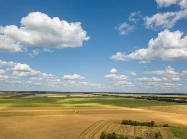 Bird Eye View Rural Countryscape Clouds Blue Sky Background Summer — Stock Photo, Image