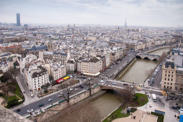 Utsikt Över Eiffeltornet Montparnasse Och Floden Seine Paris Frankrike — Stockfoto