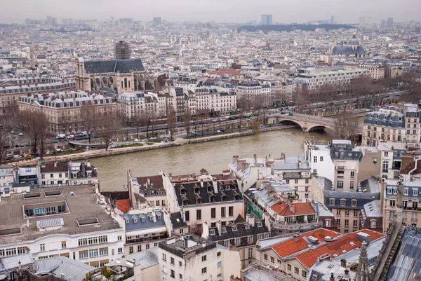 Paris Flyg Bild Och Floden Seine Frankrike — Stockfoto
