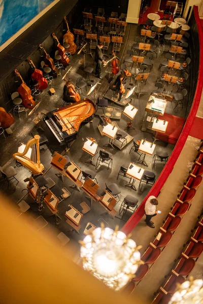 Pohled Shora Orchestřiště Bez Hudebníků Interiéru Vídeňské Státní Opery Před — Stock fotografie