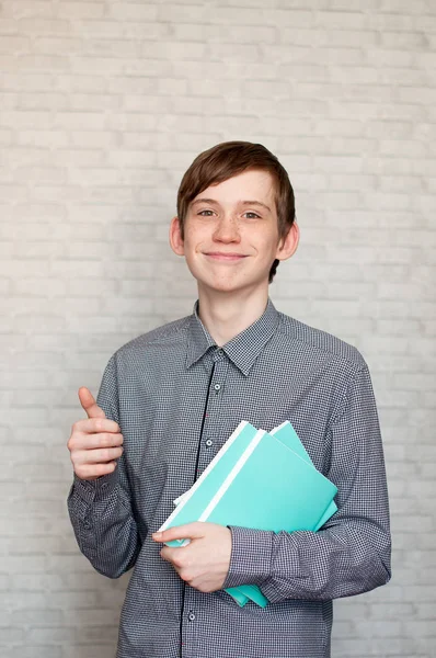 Portrait Young Russian Man Brick Wall — Stock Photo, Image