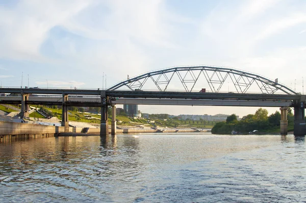Partie Une Structure Pont Traversant Rivière Tura Tioumen Russie — Photo