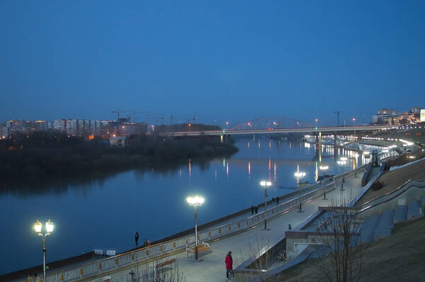 Tyumen, Russia, on April 19, 2019: The embankment in Tyumen in t