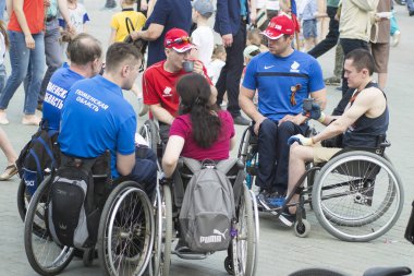 Tyumen, Rusya, on Mayıs 9, 2019: Engelliler tekerlekli sandalye inval