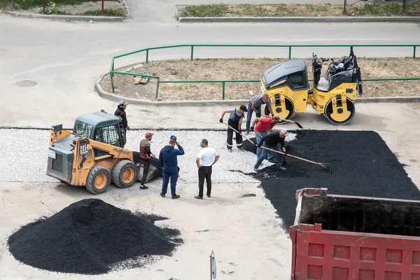 Tyumen Rusya Ağustos 2020 Yolda Asfaltın Kısmi Değişimi — Stok fotoğraf