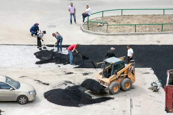 Tyumen Russia August 2020 Partial Replacement Asphalt Road — Stock Photo, Image