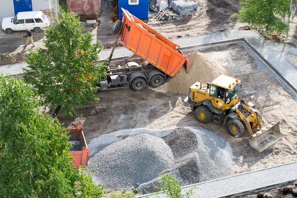 Tyumen Rússia Agosto 2020 Equipamento Construção Processo Trabalho — Fotografia de Stock