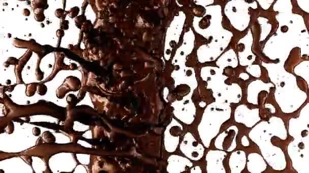 Warme Chocolade Cacao Spatten Met Slowmotion Alpha Render Animatie — Stockvideo