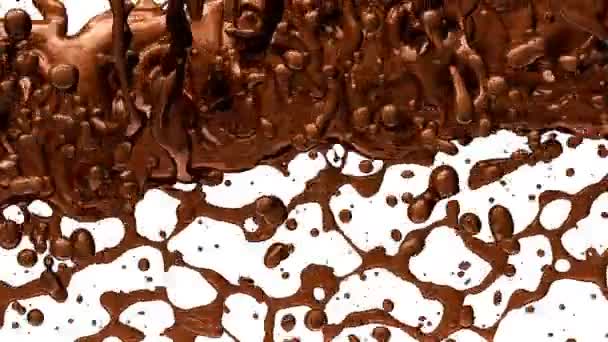 Warme Chocolade Cacao Spatten Met Slowmotion Alpha Render Animatie — Stockvideo