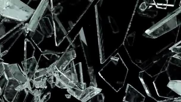 用慢动作的破碎 破碎的玻璃 — 图库视频影像
