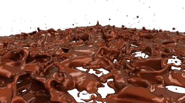 Chocolade Cacao Koffie Spatten Druppels Wit Render Illustratie — Stockfoto