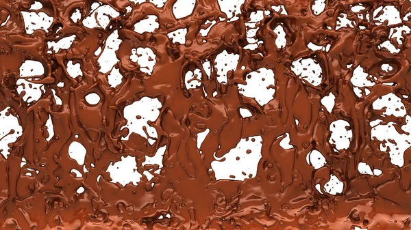 Melted Chocolate Cocoa Coffee Splashes Droplets White Render Illustration — Stock Photo, Image