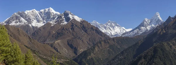 Phortse Kulle Everest Lhotse Och Ama Dablam Toppmöten Everest Base — Stockfoto