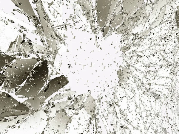 Shattered Demolished Glass White Illustration Rendering — Stock Photo, Image