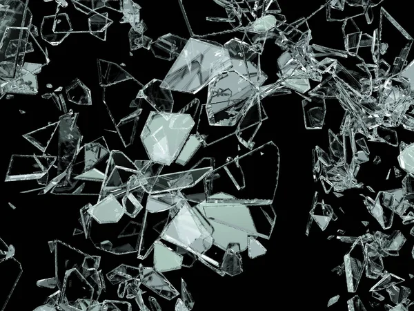 Pieces Broken Cracked Glass Black Illustration Rendering — Stock Photo, Image