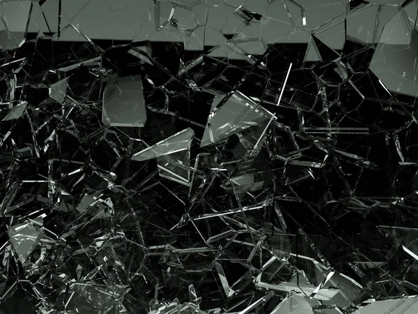 Pieces Splitted Cracked Glass Black Illustration Rendering — Stock Photo, Image