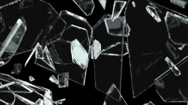Cam çatlak ve yavaş hareket ile paramparça. Alfa, 3d render, 3d animasyon
