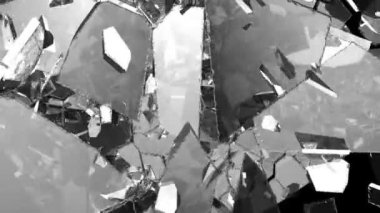 Cam çatlak ve yavaş hareket ile paramparça. Alfa, 3d render, 3d animasyon