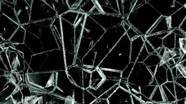 Glass Shattered Broken Slow Motion Alpha Matte Render Animation — Stock Video