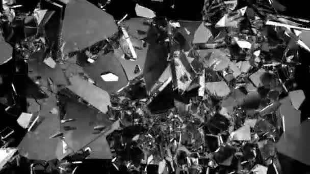 Pieces Destructed Shattered Glass Slow Motion Alpha Matte — Stock Video