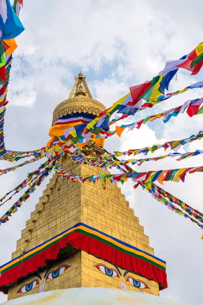 Boudhanath Stupa Und Gebetsfahnen Kathmandu Nepal Die Buddhistische Stupa Von — Stockfoto