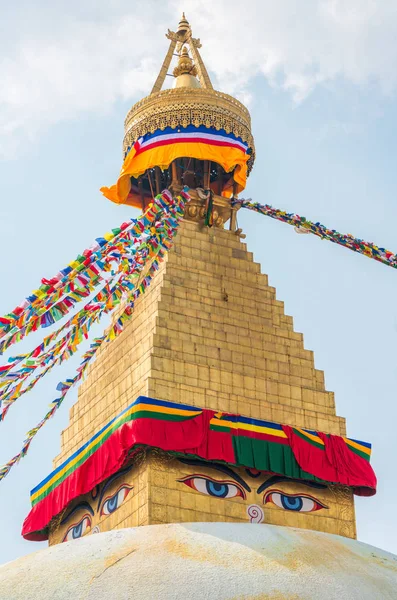 Boudhanath Stupa Dua Bayrakları Katmandu Nepal Boudha Stupa Nın Budist — Stok fotoğraf