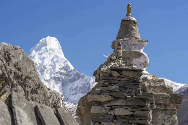 Buddhistická Stúpa Ama Dablam Summitu Khumbu Oblast Himálaj Nepál Everest — Stock fotografie