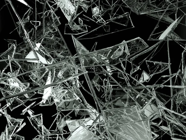 Pieces Glass Broken Cracked Black Illustration Rendering — Stock Photo, Image