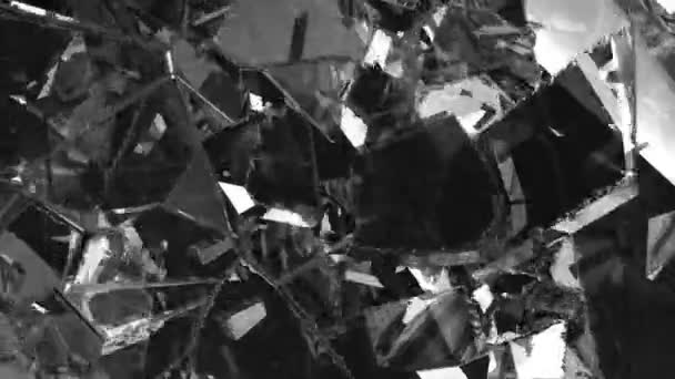 Black White View Broken Glass Black Background — Stock Video