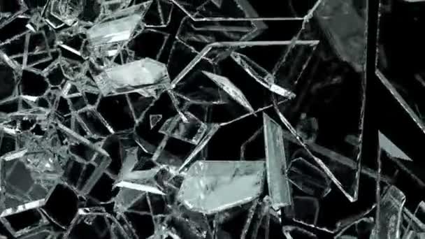Beschädigte Glasstücke Auf Schwarzem Hintergrund — Stockvideo