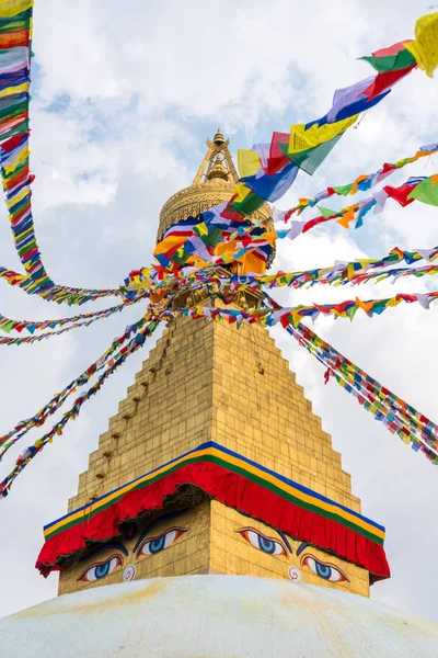 Boudhanath Stupa Gebedsvlaggen Kathmandu Nepal Boeddhistische Stoepa Van Boudha Stupa — Stockfoto
