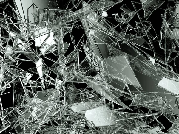 Pieces Glass Broken Cracked Black Illustration Rendering — Stock Photo, Image