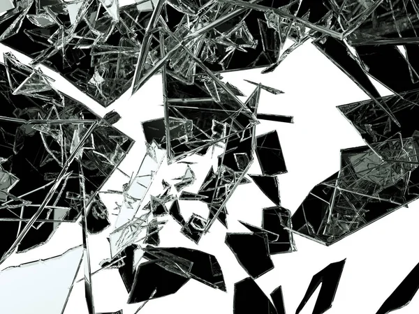 Кусочки Стекла Разбитое Треснутое Белом Иллюстрации Рендеринг — стоковое фото