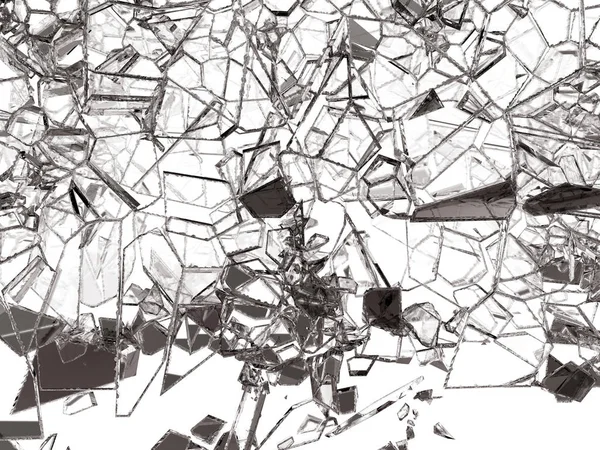 Кусочки Разбитого Потрескавшегося Стекла Белом Иллюстрации Рендеринг — стоковое фото