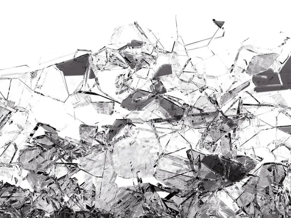 Pieces Glass Broken Cracked White Illustration Rendering — Stock Photo, Image